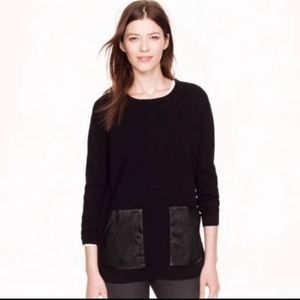 J. Crew Black Sweater with Leather Pockets XS
